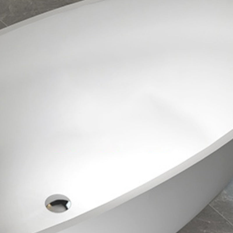 Modern Ellipse Stone Bathtub White Freestand Soaking Bathtub with Overflow Hole Clearhalo 'Bathroom Remodel & Bathroom Fixtures' 'Bathtubs' 'Home Improvement' 'home_improvement' 'home_improvement_bathtubs' 'Showers & Bathtubs' 6483055