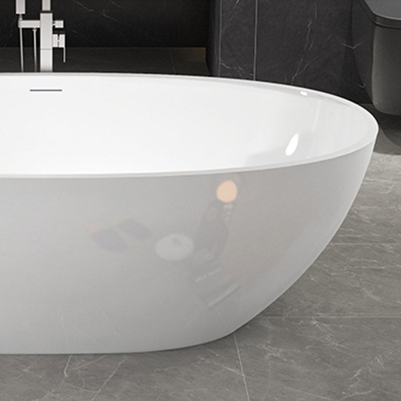 Modern Ellipse Stone Bathtub White Freestand Soaking Bathtub with Overflow Hole Clearhalo 'Bathroom Remodel & Bathroom Fixtures' 'Bathtubs' 'Home Improvement' 'home_improvement' 'home_improvement_bathtubs' 'Showers & Bathtubs' 6483057