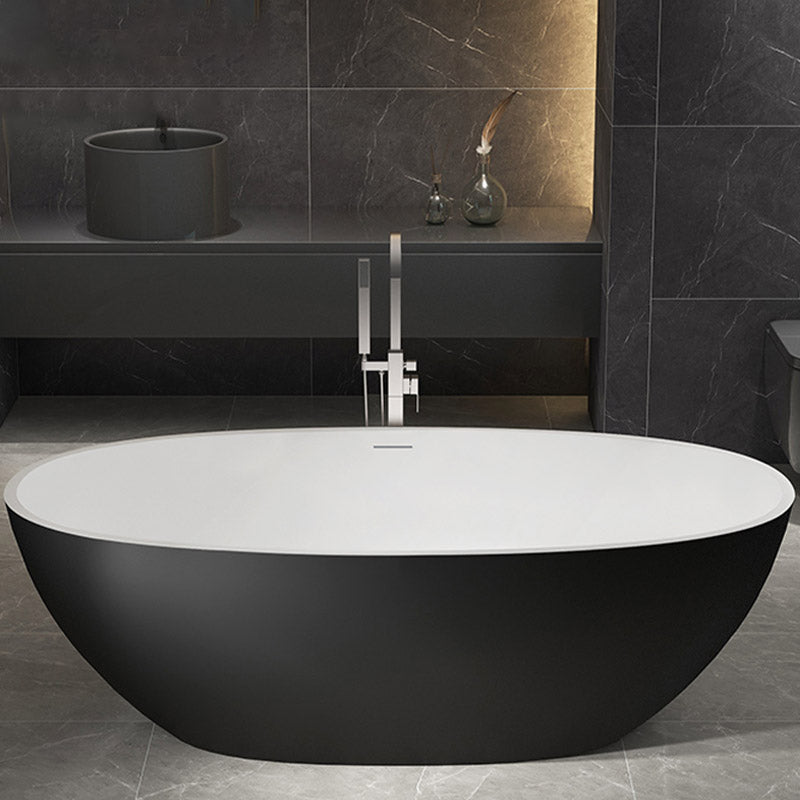 Modern Ellipse Stone Bathtub White Freestand Soaking Bathtub with Overflow Hole Clearhalo 'Bathroom Remodel & Bathroom Fixtures' 'Bathtubs' 'Home Improvement' 'home_improvement' 'home_improvement_bathtubs' 'Showers & Bathtubs' 6483059
