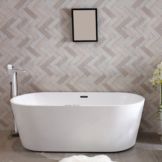 Modern Acrylic Ellipse Bathtub White Freestand Soaking Bathtub with Overflow Hole Clearhalo 'Bathroom Remodel & Bathroom Fixtures' 'Bathtubs' 'Home Improvement' 'home_improvement' 'home_improvement_bathtubs' 'Showers & Bathtubs' 6483073