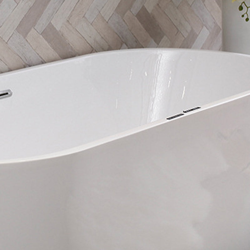 Modern Acrylic Ellipse Bathtub White Freestand Soaking Bathtub with Overflow Hole Clearhalo 'Bathroom Remodel & Bathroom Fixtures' 'Bathtubs' 'Home Improvement' 'home_improvement' 'home_improvement_bathtubs' 'Showers & Bathtubs' 6483078