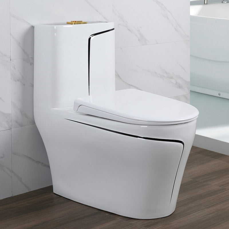 Traditional Floor Mount Toilet Bowl Skirted Toilet with Seat for Bathroom White Black 12" Clearhalo 'Bathroom Remodel & Bathroom Fixtures' 'Home Improvement' 'home_improvement' 'home_improvement_toilets' 'Toilets & Bidets' 'Toilets' 6483134