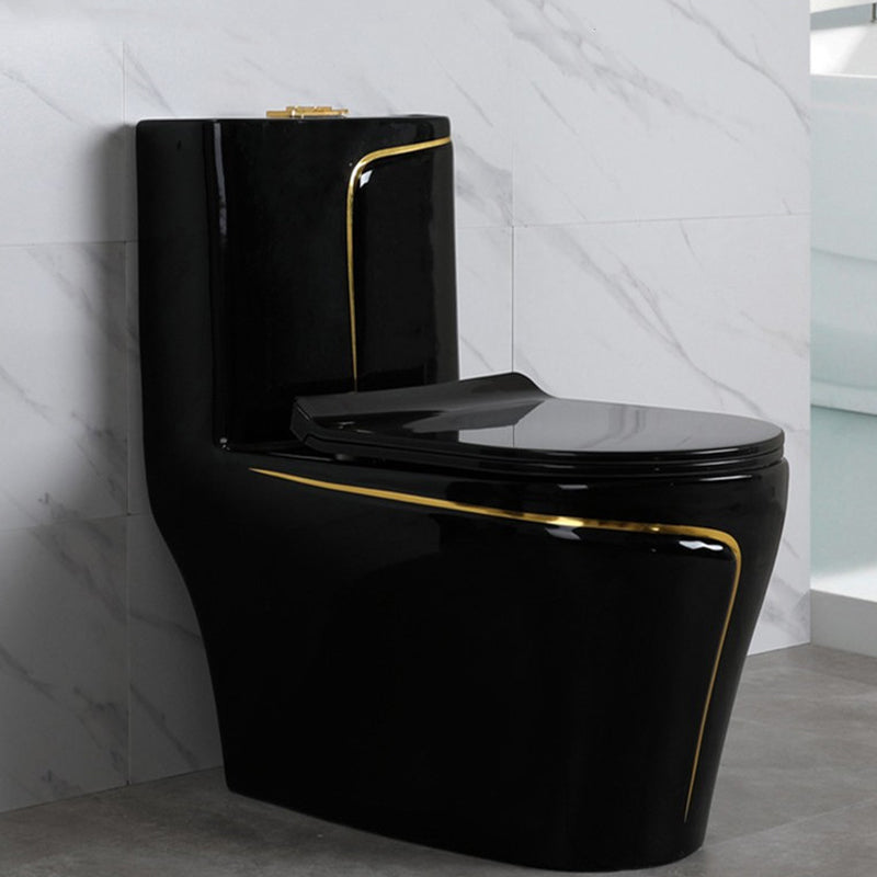 Traditional Floor Mount Toilet Bowl Skirted Toilet with Seat for Bathroom Black Clearhalo 'Bathroom Remodel & Bathroom Fixtures' 'Home Improvement' 'home_improvement' 'home_improvement_toilets' 'Toilets & Bidets' 'Toilets' 6483135