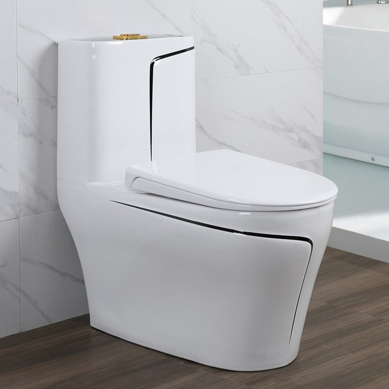 Traditional Floor Mount Toilet Bowl Skirted Toilet with Seat for Bathroom White/ Black Clearhalo 'Bathroom Remodel & Bathroom Fixtures' 'Home Improvement' 'home_improvement' 'home_improvement_toilets' 'Toilets & Bidets' 'Toilets' 6483138