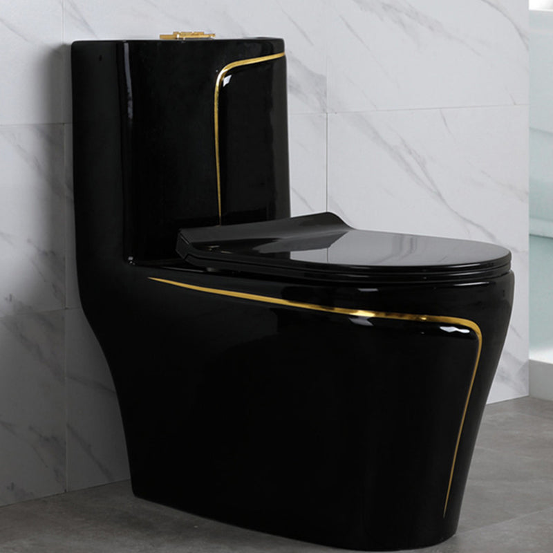 Traditional Floor Mount Toilet Bowl Skirted Toilet with Seat for Bathroom Black 14" Clearhalo 'Bathroom Remodel & Bathroom Fixtures' 'Home Improvement' 'home_improvement' 'home_improvement_toilets' 'Toilets & Bidets' 'Toilets' 6483139