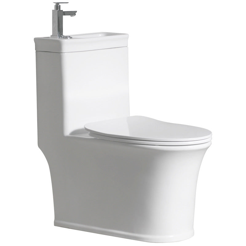 Floor Mounted Toilet One-Piece Toilet Porcelain Siphon Jet Flush Toilet Clearhalo 'Bathroom Remodel & Bathroom Fixtures' 'Home Improvement' 'home_improvement' 'home_improvement_toilets' 'Toilets & Bidets' 'Toilets' 6483154