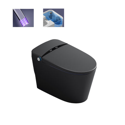 Heated Seat Modern Flush Toilet Concealed Tank One-Piece Toilet with Slow Close Seat Black 16" Clearhalo 'Bathroom Remodel & Bathroom Fixtures' 'Home Improvement' 'home_improvement' 'home_improvement_toilets' 'Toilets & Bidets' 'Toilets' 6483185