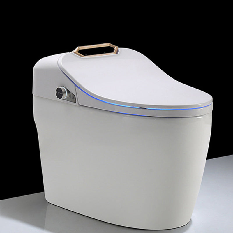 Modern Round-Front One Piece Toilet White Heated Seat Toilet with Seat Gold 16" Clearhalo 'Bathroom Remodel & Bathroom Fixtures' 'Home Improvement' 'home_improvement' 'home_improvement_toilets' 'Toilets & Bidets' 'Toilets' 6483238