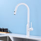 Modern Kitchen Faucet Stainless Steel 1-Handle High Arc Retractable Kitchen Faucet White Clearhalo 'Home Improvement' 'home_improvement' 'home_improvement_kitchen_faucets' 'Kitchen Faucets' 'Kitchen Remodel & Kitchen Fixtures' 'Kitchen Sinks & Faucet Components' 'kitchen_faucets' 6484248