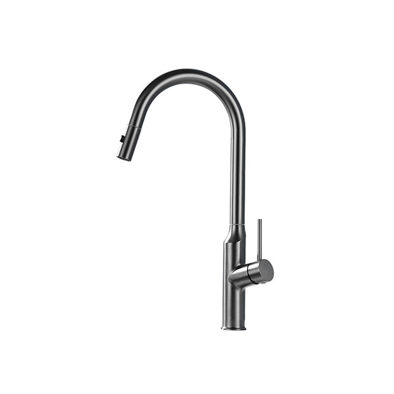 Modern Kitchen Faucet Stainless Steel 1-Handle High Arc Retractable Kitchen Faucet Clearhalo 'Home Improvement' 'home_improvement' 'home_improvement_kitchen_faucets' 'Kitchen Faucets' 'Kitchen Remodel & Kitchen Fixtures' 'Kitchen Sinks & Faucet Components' 'kitchen_faucets' 6484249