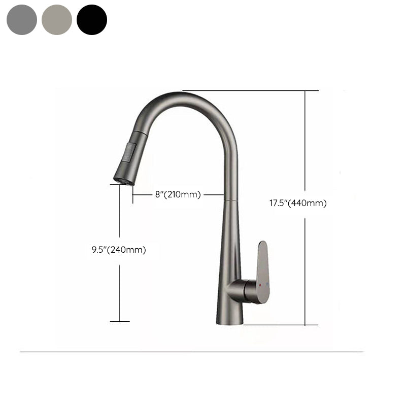 Modern Retractable Kitchen Faucet Stainless Steel 1-Handle High Arc Kitchen Faucet Clearhalo 'Home Improvement' 'home_improvement' 'home_improvement_kitchen_faucets' 'Kitchen Faucets' 'Kitchen Remodel & Kitchen Fixtures' 'Kitchen Sinks & Faucet Components' 'kitchen_faucets' 6484275