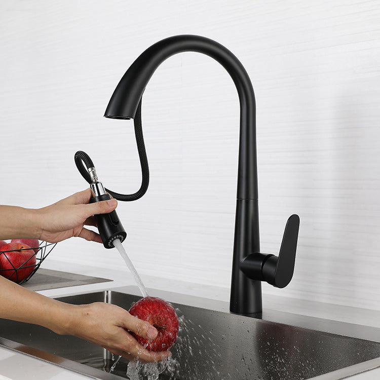 Modern Retractable Kitchen Faucet Stainless Steel Single Handle High Arc Kitchen Faucet Clearhalo 'Home Improvement' 'home_improvement' 'home_improvement_kitchen_faucets' 'Kitchen Faucets' 'Kitchen Remodel & Kitchen Fixtures' 'Kitchen Sinks & Faucet Components' 'kitchen_faucets' 6484280
