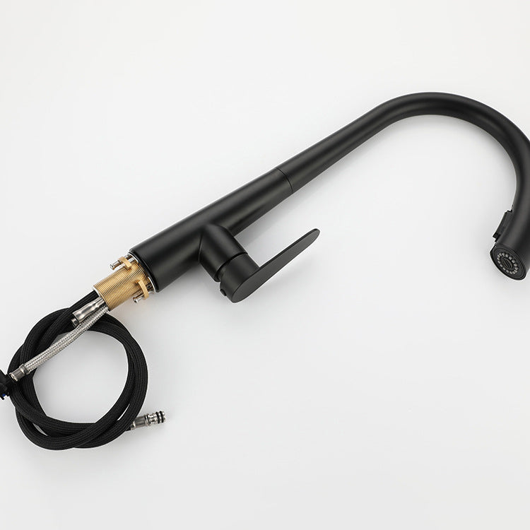 Modern Retractable Kitchen Faucet Stainless Steel Single Handle High Arc Kitchen Faucet Clearhalo 'Home Improvement' 'home_improvement' 'home_improvement_kitchen_faucets' 'Kitchen Faucets' 'Kitchen Remodel & Kitchen Fixtures' 'Kitchen Sinks & Faucet Components' 'kitchen_faucets' 6484288