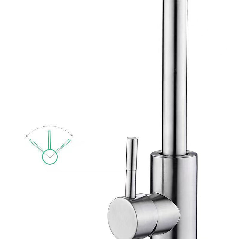 Modern 1-Handle Faucets Touchless Stainless Steel Standard Kitchen Faucets Clearhalo 'Home Improvement' 'home_improvement' 'home_improvement_kitchen_faucets' 'Kitchen Faucets' 'Kitchen Remodel & Kitchen Fixtures' 'Kitchen Sinks & Faucet Components' 'kitchen_faucets' 6484296
