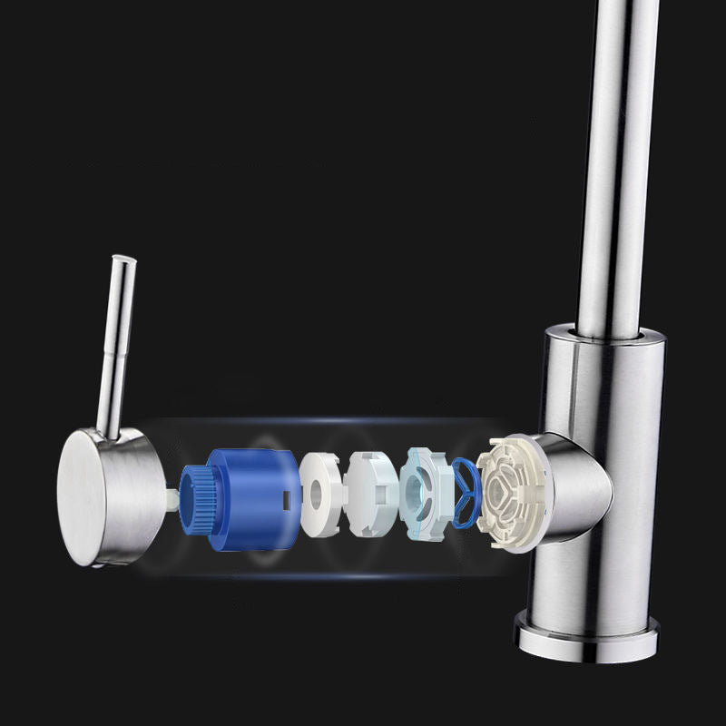 Modern 1-Handle Faucets Touchless Stainless Steel Standard Kitchen Faucets Clearhalo 'Home Improvement' 'home_improvement' 'home_improvement_kitchen_faucets' 'Kitchen Faucets' 'Kitchen Remodel & Kitchen Fixtures' 'Kitchen Sinks & Faucet Components' 'kitchen_faucets' 6484300