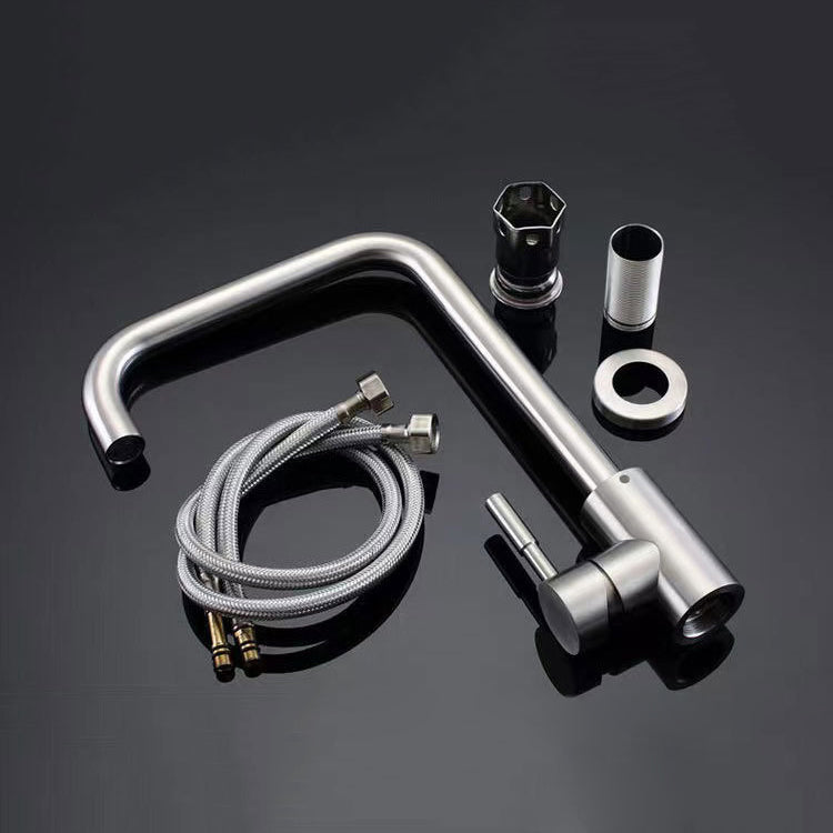 Modern 1-Handle Faucets Touchless Stainless Steel Standard Kitchen Faucets Clearhalo 'Home Improvement' 'home_improvement' 'home_improvement_kitchen_faucets' 'Kitchen Faucets' 'Kitchen Remodel & Kitchen Fixtures' 'Kitchen Sinks & Faucet Components' 'kitchen_faucets' 6484311