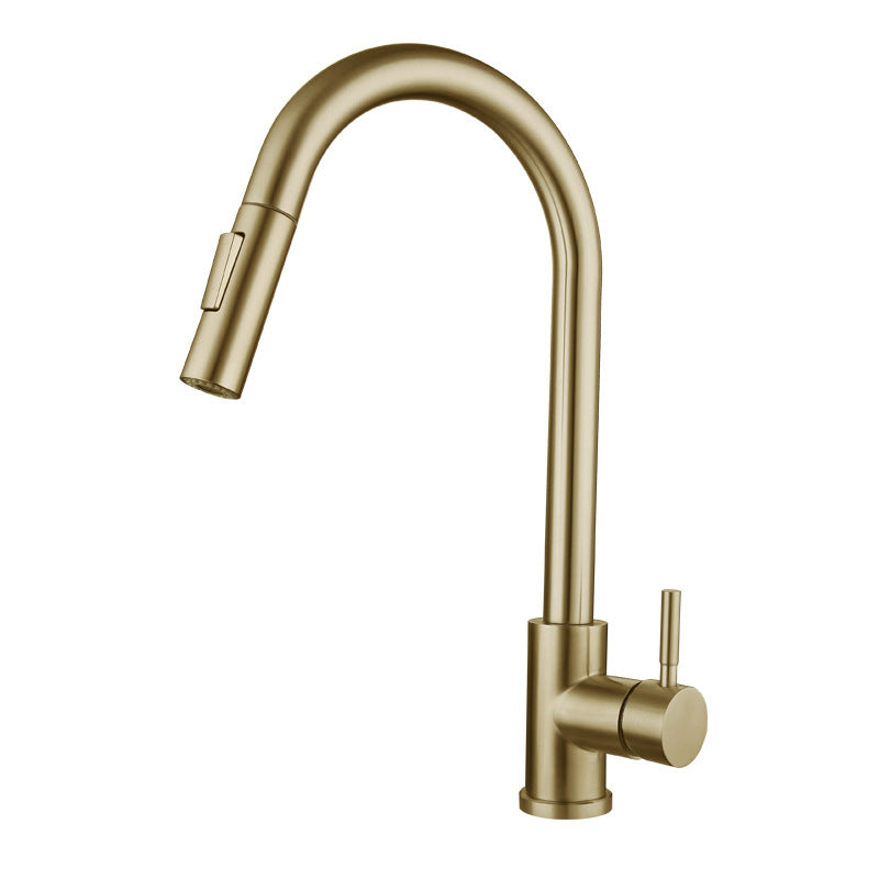 Modern Farmhouse Pull Down Water Filler One Handle High Arch Kitchen Faucet Gold Clearhalo 'Home Improvement' 'home_improvement' 'home_improvement_kitchen_faucets' 'Kitchen Faucets' 'Kitchen Remodel & Kitchen Fixtures' 'Kitchen Sinks & Faucet Components' 'kitchen_faucets' 6484318