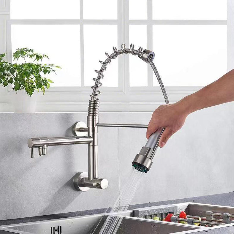 Modern 1-Handle Faucet Touchless Spring Spout Standard Kitchen Faucet Grey Clearhalo 'Home Improvement' 'home_improvement' 'home_improvement_kitchen_faucets' 'Kitchen Faucets' 'Kitchen Remodel & Kitchen Fixtures' 'Kitchen Sinks & Faucet Components' 'kitchen_faucets' 6484333