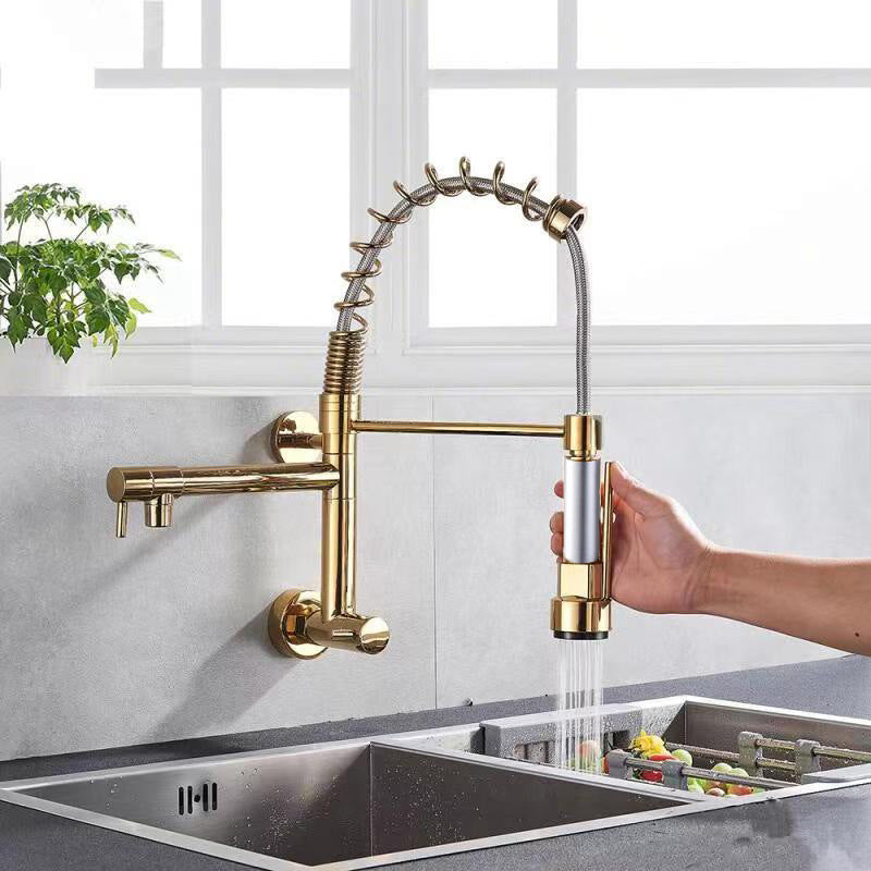 Modern 1-Handle Faucet Touchless Spring Spout Standard Kitchen Faucet Gold Clearhalo 'Home Improvement' 'home_improvement' 'home_improvement_kitchen_faucets' 'Kitchen Faucets' 'Kitchen Remodel & Kitchen Fixtures' 'Kitchen Sinks & Faucet Components' 'kitchen_faucets' 6484336