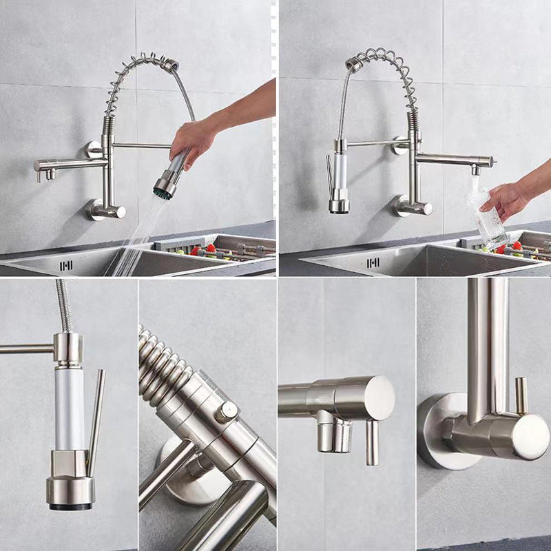 Modern 1-Handle Faucet Touchless Spring Spout Standard Kitchen Faucet Clearhalo 'Home Improvement' 'home_improvement' 'home_improvement_kitchen_faucets' 'Kitchen Faucets' 'Kitchen Remodel & Kitchen Fixtures' 'Kitchen Sinks & Faucet Components' 'kitchen_faucets' 6484345