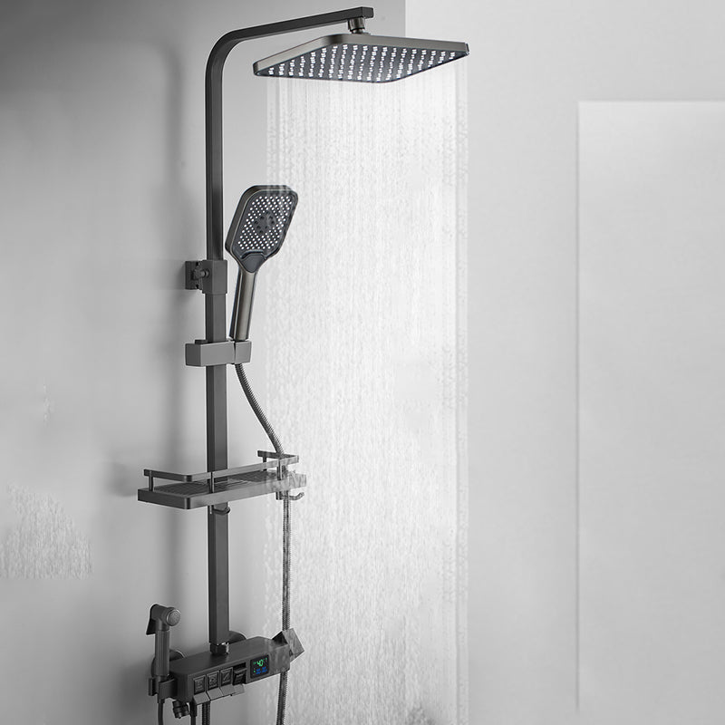 Contemporary Brass Shower Set Wall Mounted Shower System for Bathroom Clearhalo 'Bathroom Remodel & Bathroom Fixtures' 'Home Improvement' 'home_improvement' 'home_improvement_shower_faucets' 'Shower Faucets & Systems' 'shower_faucets' 'Showers & Bathtubs Plumbing' 'Showers & Bathtubs' 6484367