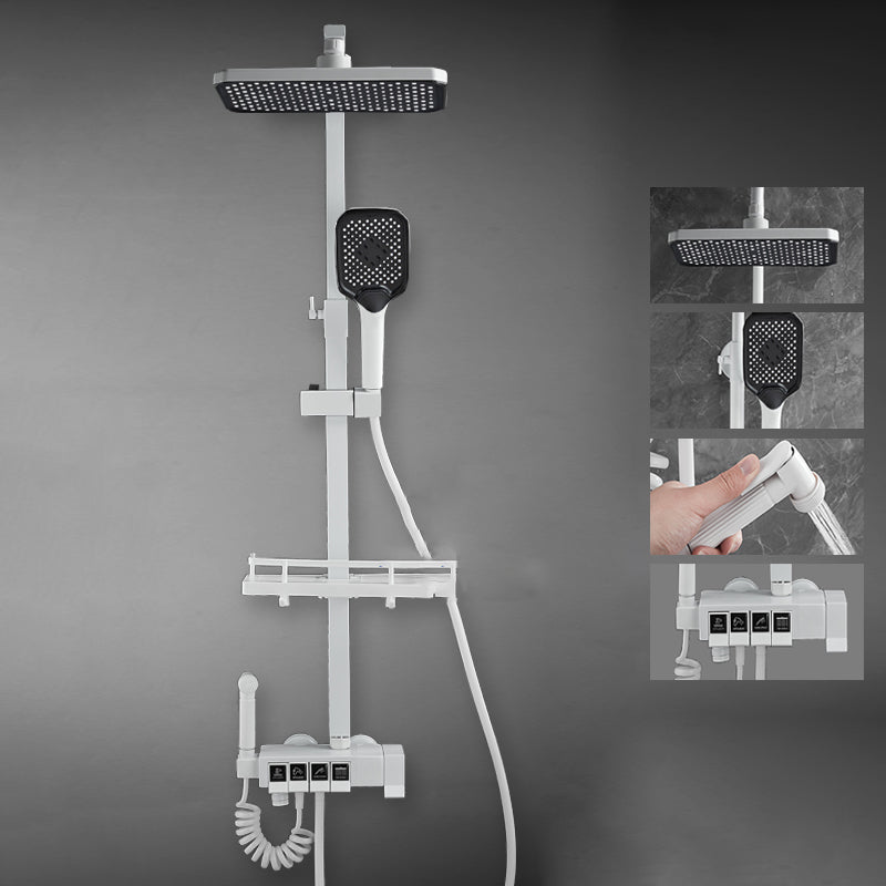 Contemporary Brass Shower Set Wall Mounted Shower System for Bathroom White Temperature Control Digital Display Not Included Clearhalo 'Bathroom Remodel & Bathroom Fixtures' 'Home Improvement' 'home_improvement' 'home_improvement_shower_faucets' 'Shower Faucets & Systems' 'shower_faucets' 'Showers & Bathtubs Plumbing' 'Showers & Bathtubs' 6484368