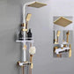 Modern Arm Swivel Shower Metal Shower Head Shower Faucet On Wall White-Gold Clearhalo 'Bathroom Remodel & Bathroom Fixtures' 'Home Improvement' 'home_improvement' 'home_improvement_shower_faucets' 'Shower Faucets & Systems' 'shower_faucets' 'Showers & Bathtubs Plumbing' 'Showers & Bathtubs' 6484431