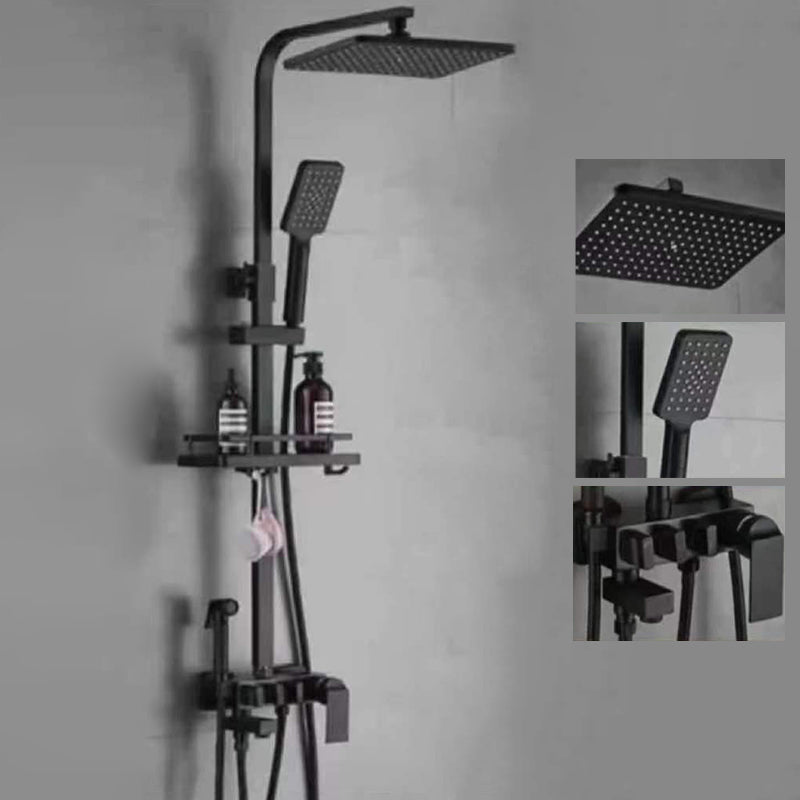 Modern Arm Swivel Shower Metal Shower Head Shower Faucet On Wall Black Clearhalo 'Bathroom Remodel & Bathroom Fixtures' 'Home Improvement' 'home_improvement' 'home_improvement_shower_faucets' 'Shower Faucets & Systems' 'shower_faucets' 'Showers & Bathtubs Plumbing' 'Showers & Bathtubs' 6484432