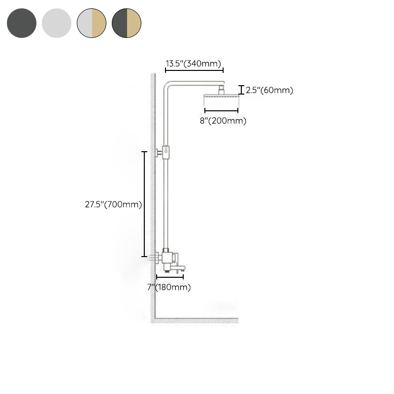 Modern Arm Swivel Shower Metal Shower Head Shower Faucet On Wall Clearhalo 'Bathroom Remodel & Bathroom Fixtures' 'Home Improvement' 'home_improvement' 'home_improvement_shower_faucets' 'Shower Faucets & Systems' 'shower_faucets' 'Showers & Bathtubs Plumbing' 'Showers & Bathtubs' 6484439