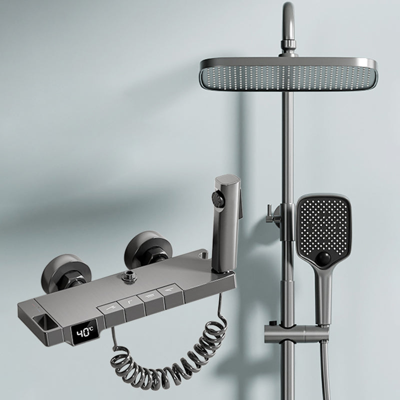 Digital Display Shower System Brass 2 Shower Heads Shower Set Clearhalo 'Bathroom Remodel & Bathroom Fixtures' 'Home Improvement' 'home_improvement' 'home_improvement_shower_faucets' 'Shower Faucets & Systems' 'shower_faucets' 'Showers & Bathtubs Plumbing' 'Showers & Bathtubs' 6484440