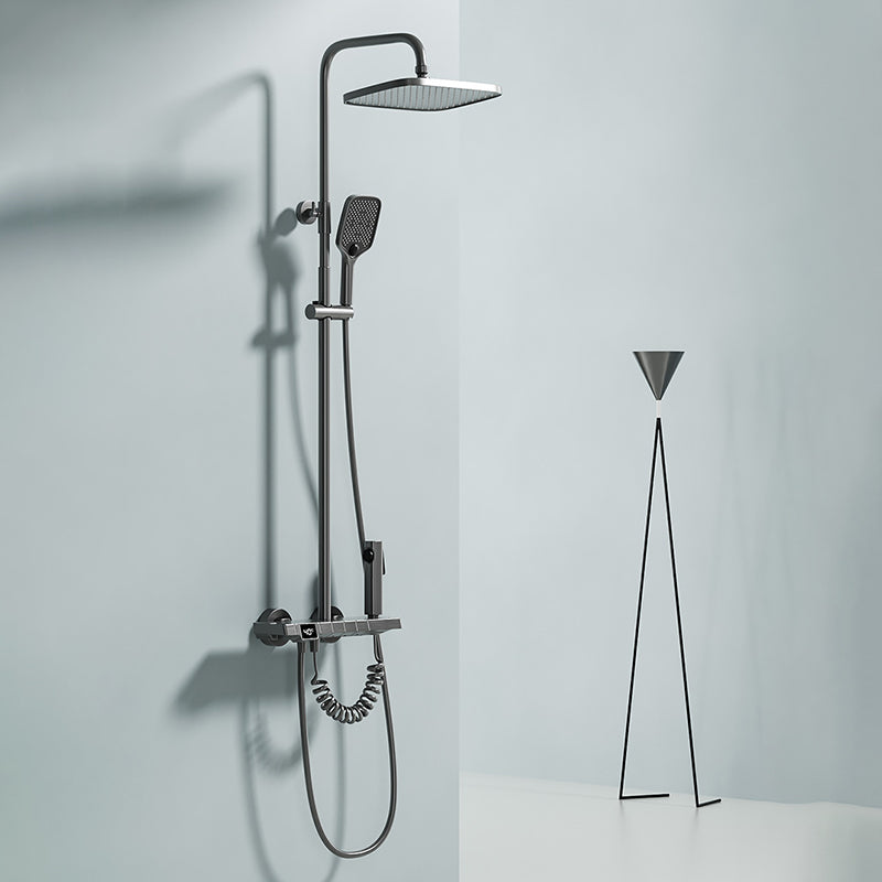 Digital Display Shower System Brass 2 Shower Heads Shower Set Clearhalo 'Bathroom Remodel & Bathroom Fixtures' 'Home Improvement' 'home_improvement' 'home_improvement_shower_faucets' 'Shower Faucets & Systems' 'shower_faucets' 'Showers & Bathtubs Plumbing' 'Showers & Bathtubs' 6484457