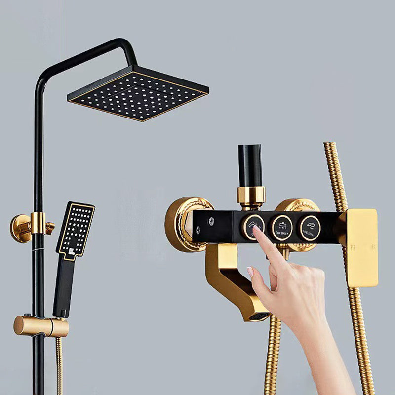 Modern Adjustable Water Flow Shower Faucet Shower Arm Shower System on Wall Black-Gold 3 Clearhalo 'Bathroom Remodel & Bathroom Fixtures' 'Home Improvement' 'home_improvement' 'home_improvement_shower_faucets' 'Shower Faucets & Systems' 'shower_faucets' 'Showers & Bathtubs Plumbing' 'Showers & Bathtubs' 6484461