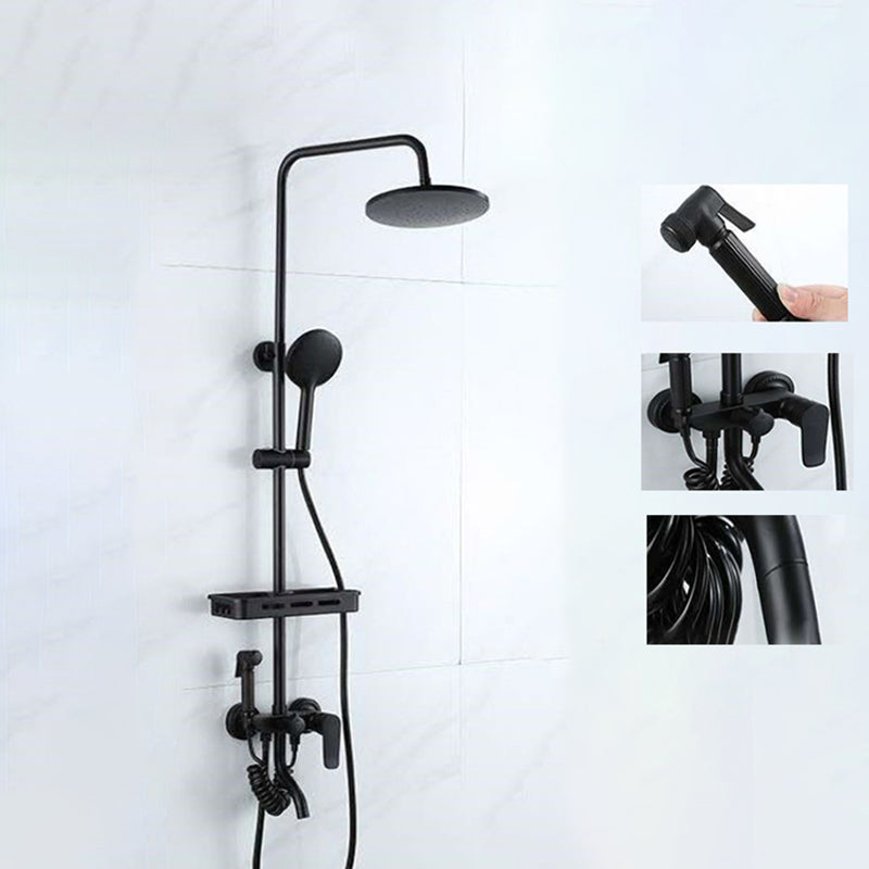 Modern Adjustable Water Flow Shower Faucet Shower Arm Shower System on Wall Black 4 Clearhalo 'Bathroom Remodel & Bathroom Fixtures' 'Home Improvement' 'home_improvement' 'home_improvement_shower_faucets' 'Shower Faucets & Systems' 'shower_faucets' 'Showers & Bathtubs Plumbing' 'Showers & Bathtubs' 6484468
