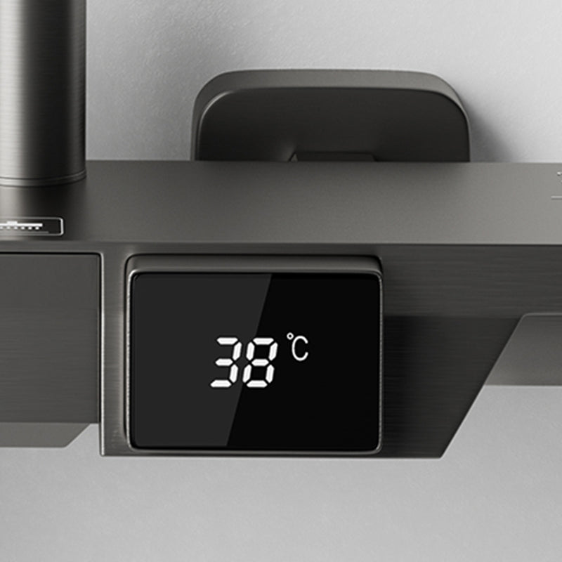 Modern Brass Shower Set 2 Shower Heads Shower Faucet in Gray and White Clearhalo 'Bathroom Remodel & Bathroom Fixtures' 'Home Improvement' 'home_improvement' 'home_improvement_shower_faucets' 'Shower Faucets & Systems' 'shower_faucets' 'Showers & Bathtubs Plumbing' 'Showers & Bathtubs' 6484491