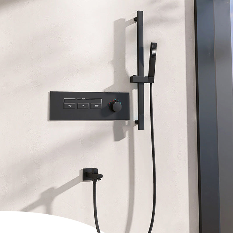 Contemporary Shower Set Dual Shower Head Thermostatic Wall Mounted Shower System Clearhalo 'Bathroom Remodel & Bathroom Fixtures' 'Home Improvement' 'home_improvement' 'home_improvement_shower_faucets' 'Shower Faucets & Systems' 'shower_faucets' 'Showers & Bathtubs Plumbing' 'Showers & Bathtubs' 6484507