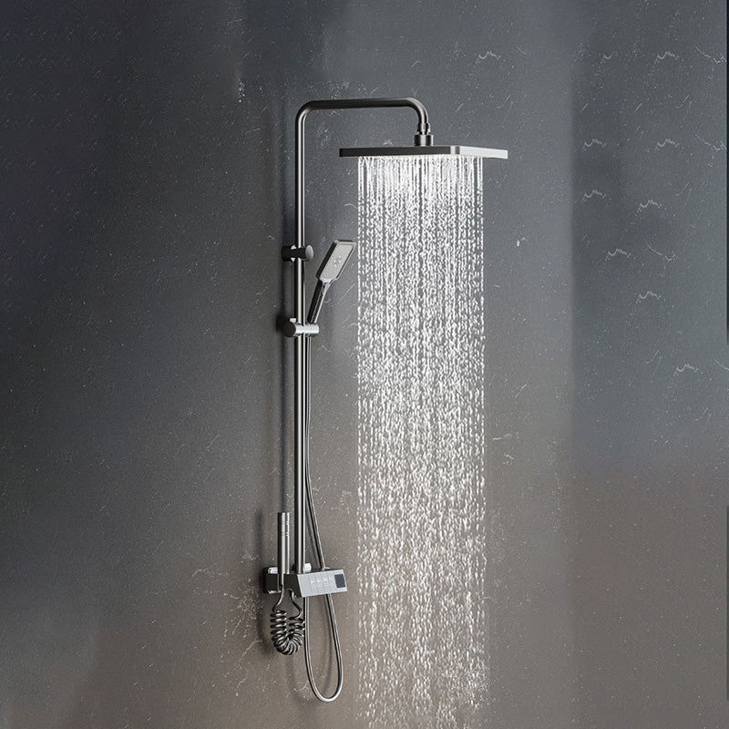 Contemporary Shower Set Slide Bar Dual Shower Head Thermostatic Wall Mounted Shower System Clearhalo 'Bathroom Remodel & Bathroom Fixtures' 'Home Improvement' 'home_improvement' 'home_improvement_shower_faucets' 'Shower Faucets & Systems' 'shower_faucets' 'Showers & Bathtubs Plumbing' 'Showers & Bathtubs' 6484520