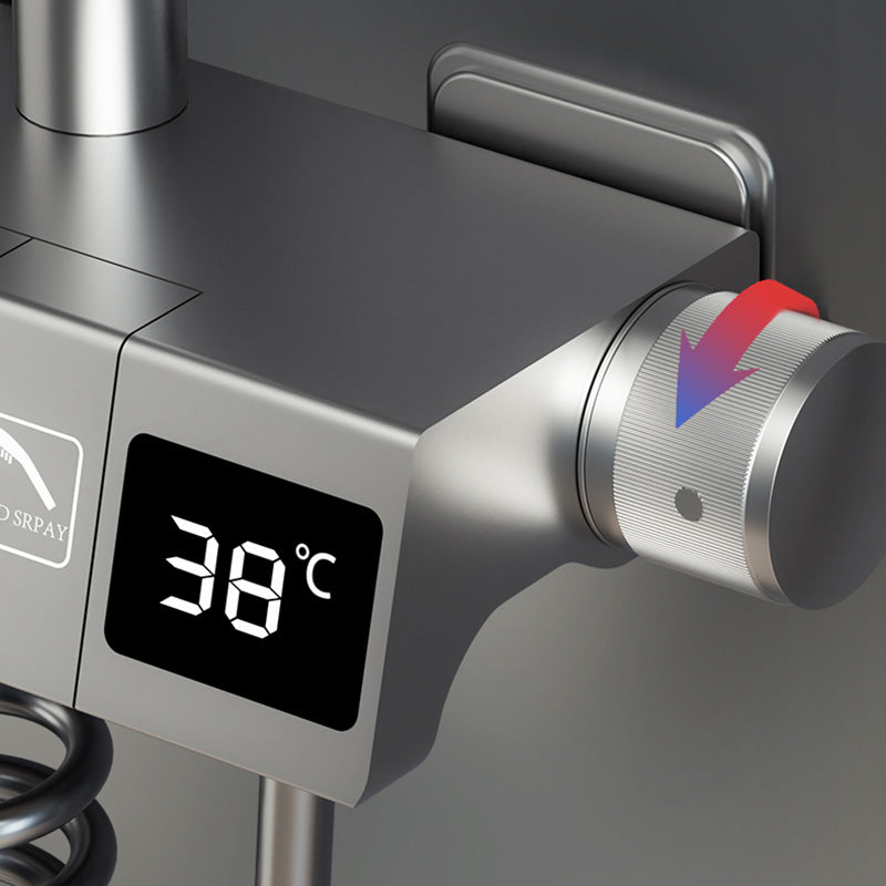 Contemporary Shower Set Slide Bar Dual Shower Head Thermostatic Wall Mounted Shower System Clearhalo 'Bathroom Remodel & Bathroom Fixtures' 'Home Improvement' 'home_improvement' 'home_improvement_shower_faucets' 'Shower Faucets & Systems' 'shower_faucets' 'Showers & Bathtubs Plumbing' 'Showers & Bathtubs' 6484534