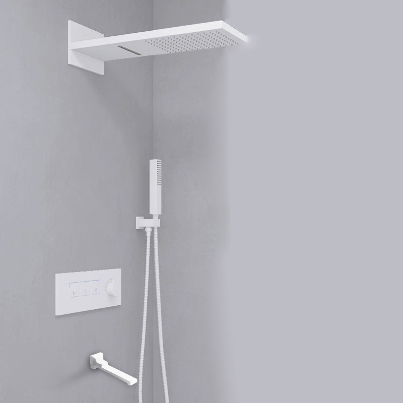 Modern Shower Set Adjustable Shower Head Wall Mounted Shower System White Faucet Included Clearhalo 'Bathroom Remodel & Bathroom Fixtures' 'Home Improvement' 'home_improvement' 'home_improvement_shower_faucets' 'Shower Faucets & Systems' 'shower_faucets' 'Showers & Bathtubs Plumbing' 'Showers & Bathtubs' 6484545