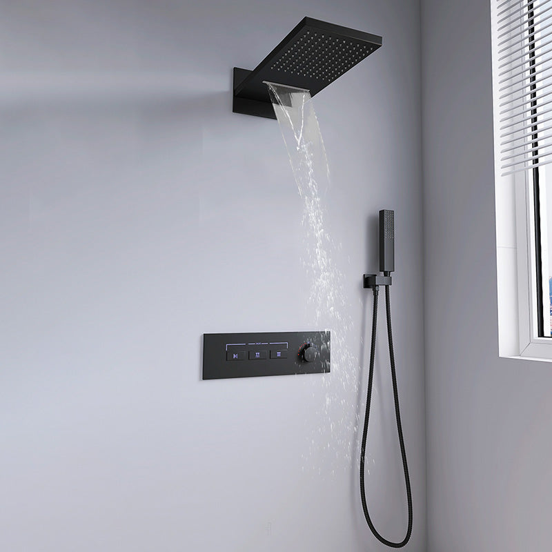 Modern Shower Set Adjustable Shower Head Wall Mounted Shower System Clearhalo 'Bathroom Remodel & Bathroom Fixtures' 'Home Improvement' 'home_improvement' 'home_improvement_shower_faucets' 'Shower Faucets & Systems' 'shower_faucets' 'Showers & Bathtubs Plumbing' 'Showers & Bathtubs' 6484554