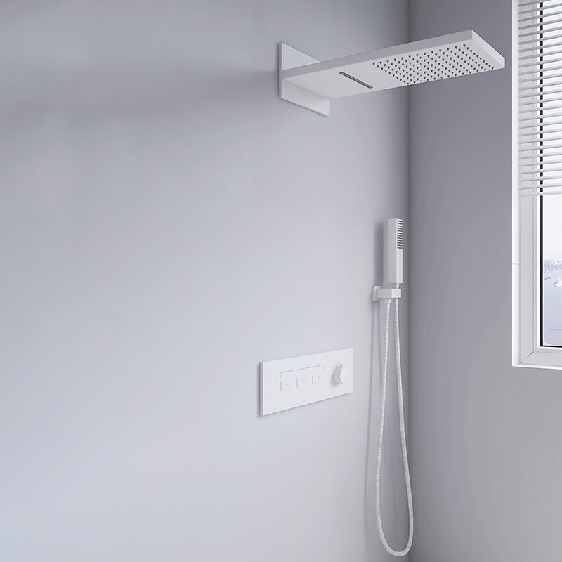 Modern Shower Set Adjustable Shower Head Wall Mounted Shower System Clearhalo 'Bathroom Remodel & Bathroom Fixtures' 'Home Improvement' 'home_improvement' 'home_improvement_shower_faucets' 'Shower Faucets & Systems' 'shower_faucets' 'Showers & Bathtubs Plumbing' 'Showers & Bathtubs' 6484555