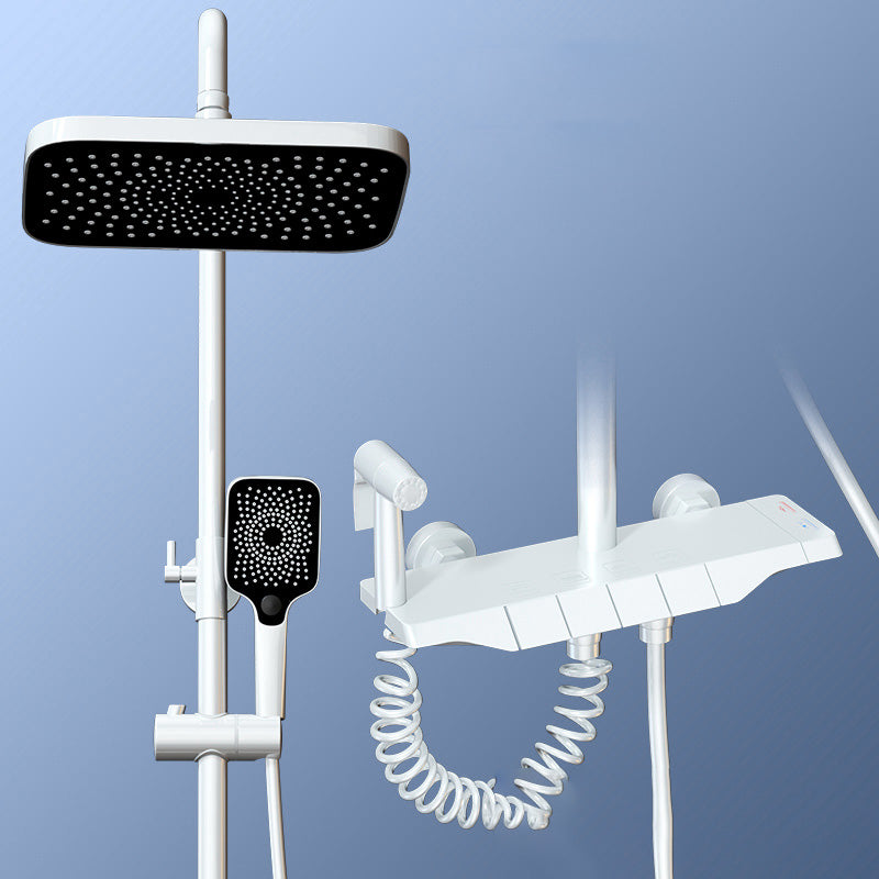 Modern Shower Set Adjustable Shower Head Slide Bar Wall Mounted Shower System White Thermostatic Digital Display Not Included Clearhalo 'Bathroom Remodel & Bathroom Fixtures' 'Home Improvement' 'home_improvement' 'home_improvement_shower_faucets' 'Shower Faucets & Systems' 'shower_faucets' 'Showers & Bathtubs Plumbing' 'Showers & Bathtubs' 6484560