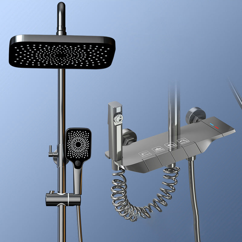 Modern Shower Set Adjustable Shower Head Slide Bar Wall Mounted Shower System Gun Grey Temperature Control Digital Display Not Included Clearhalo 'Bathroom Remodel & Bathroom Fixtures' 'Home Improvement' 'home_improvement' 'home_improvement_shower_faucets' 'Shower Faucets & Systems' 'shower_faucets' 'Showers & Bathtubs Plumbing' 'Showers & Bathtubs' 6484563