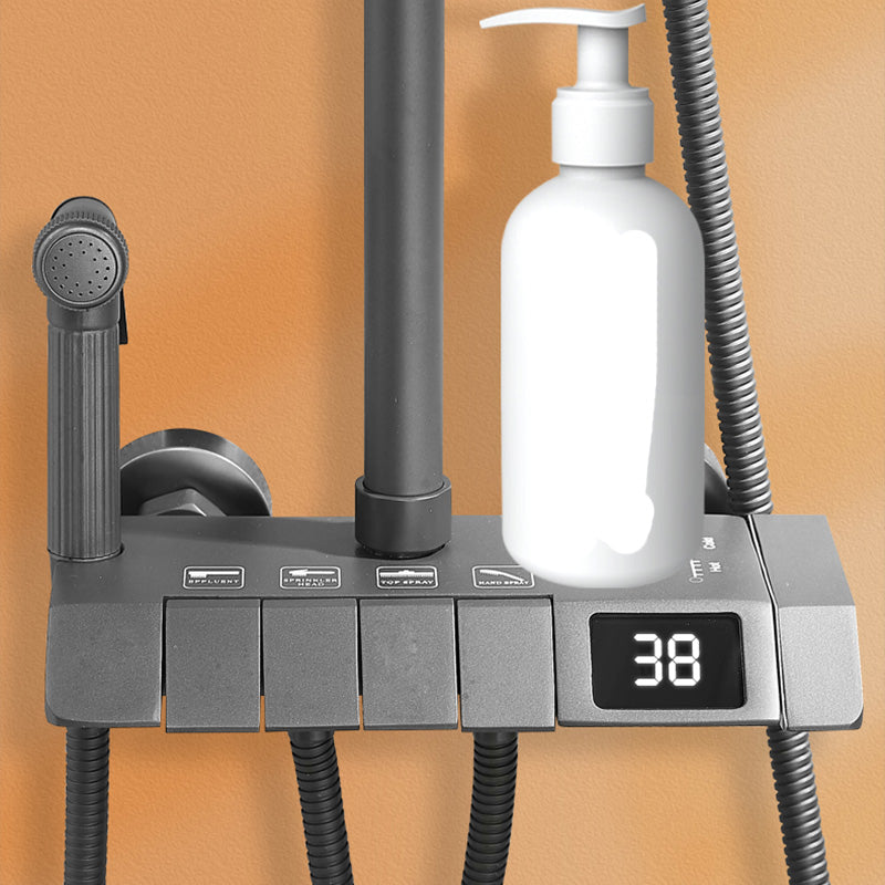 Modern Shower Set Adjustable Shower Head Slide Bar Wall Mounted Shower System Clearhalo 'Bathroom Remodel & Bathroom Fixtures' 'Home Improvement' 'home_improvement' 'home_improvement_shower_faucets' 'Shower Faucets & Systems' 'shower_faucets' 'Showers & Bathtubs Plumbing' 'Showers & Bathtubs' 6484578