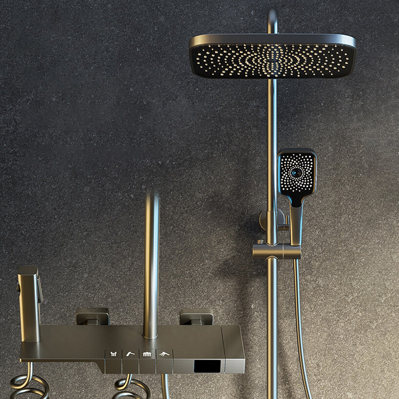 Modern Shower System Slide Bar Adjustable Shower Head Wall Mounted Shower Set Clearhalo 'Bathroom Remodel & Bathroom Fixtures' 'Home Improvement' 'home_improvement' 'home_improvement_shower_faucets' 'Shower Faucets & Systems' 'shower_faucets' 'Showers & Bathtubs Plumbing' 'Showers & Bathtubs' 6484582