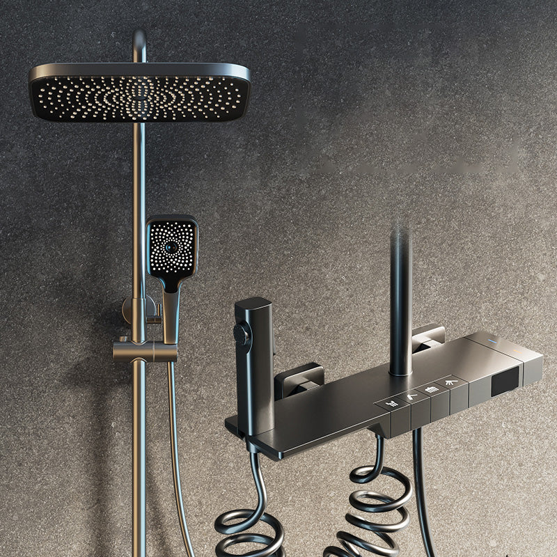 Modern Shower System Slide Bar Adjustable Shower Head Wall Mounted Shower Set Grey Clearhalo 'Bathroom Remodel & Bathroom Fixtures' 'Home Improvement' 'home_improvement' 'home_improvement_shower_faucets' 'Shower Faucets & Systems' 'shower_faucets' 'Showers & Bathtubs Plumbing' 'Showers & Bathtubs' 6484584