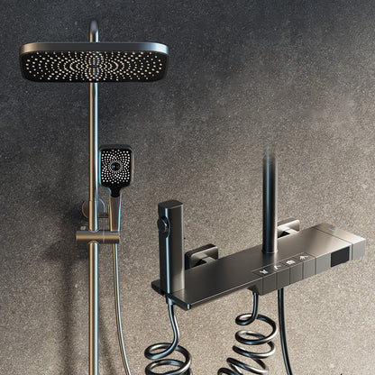 Modern Shower System Slide Bar Adjustable Shower Head Wall Mounted Shower Set Grey Clearhalo 'Bathroom Remodel & Bathroom Fixtures' 'Home Improvement' 'home_improvement' 'home_improvement_shower_faucets' 'Shower Faucets & Systems' 'shower_faucets' 'Showers & Bathtubs Plumbing' 'Showers & Bathtubs' 6484584