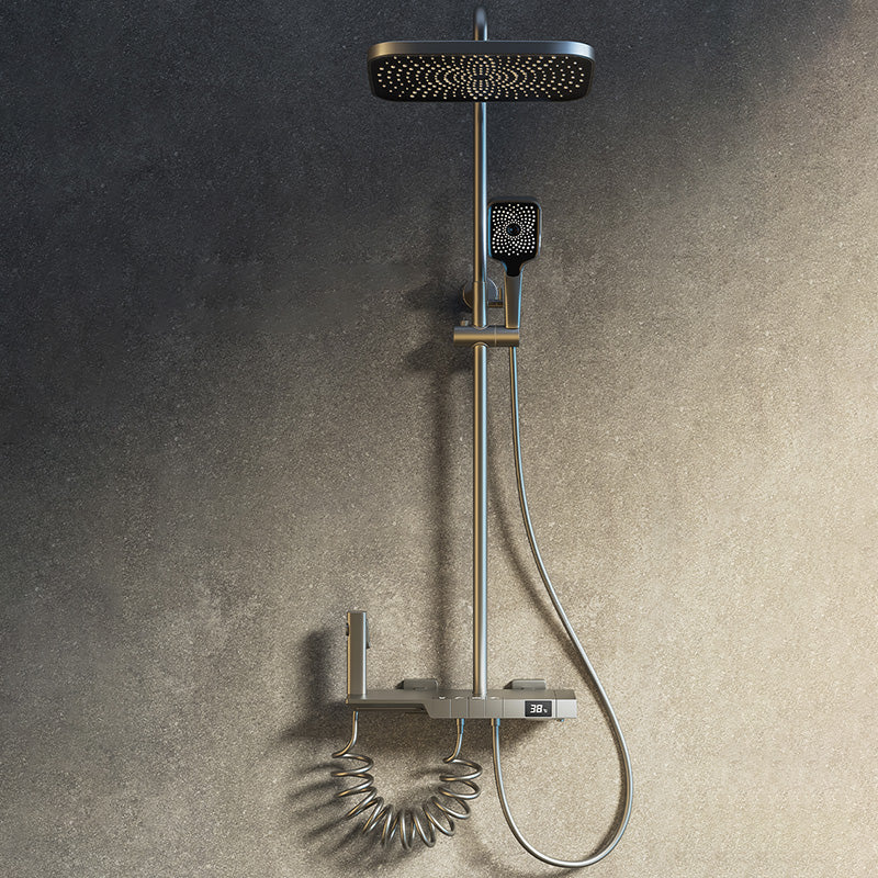 Modern Shower System Slide Bar Adjustable Shower Head Wall Mounted Shower Set Clearhalo 'Bathroom Remodel & Bathroom Fixtures' 'Home Improvement' 'home_improvement' 'home_improvement_shower_faucets' 'Shower Faucets & Systems' 'shower_faucets' 'Showers & Bathtubs Plumbing' 'Showers & Bathtubs' 6484585