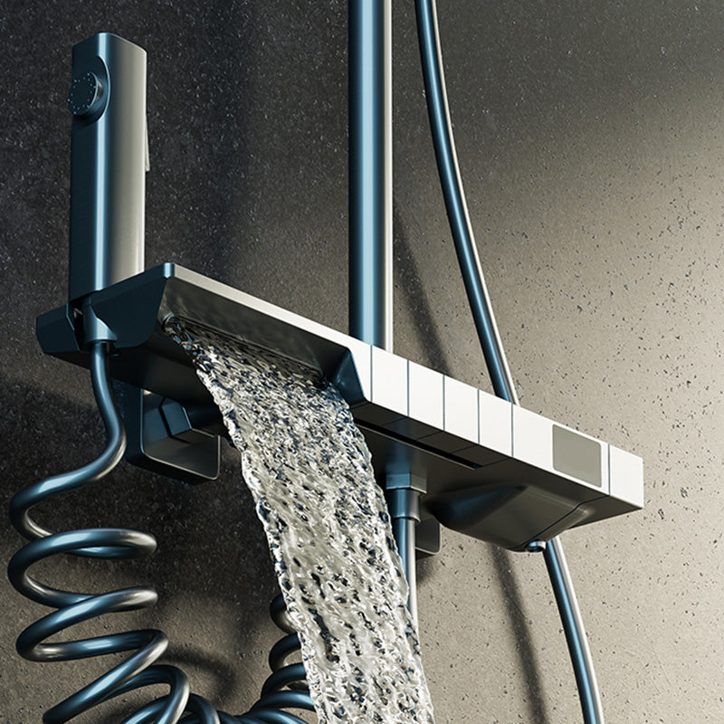 Modern Shower System Slide Bar Adjustable Shower Head Wall Mounted Shower Set Clearhalo 'Bathroom Remodel & Bathroom Fixtures' 'Home Improvement' 'home_improvement' 'home_improvement_shower_faucets' 'Shower Faucets & Systems' 'shower_faucets' 'Showers & Bathtubs Plumbing' 'Showers & Bathtubs' 6484587