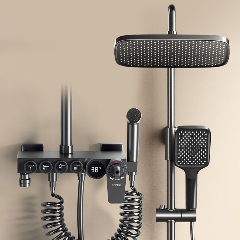 Modern Style Shower System Copper Spot Resist Rectangle Wall Mounted Shower System Clearhalo 'Bathroom Remodel & Bathroom Fixtures' 'Home Improvement' 'home_improvement' 'home_improvement_shower_faucets' 'Shower Faucets & Systems' 'shower_faucets' 'Showers & Bathtubs Plumbing' 'Showers & Bathtubs' 6484601