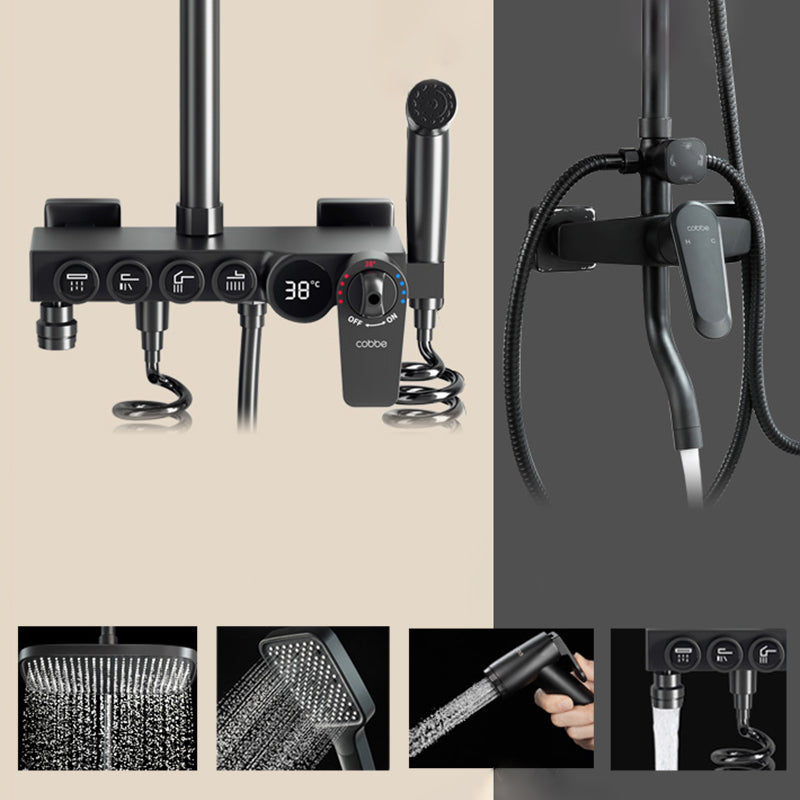 Modern Style Shower System Copper Spot Resist Rectangle Wall Mounted Shower System Clearhalo 'Bathroom Remodel & Bathroom Fixtures' 'Home Improvement' 'home_improvement' 'home_improvement_shower_faucets' 'Shower Faucets & Systems' 'shower_faucets' 'Showers & Bathtubs Plumbing' 'Showers & Bathtubs' 6484606